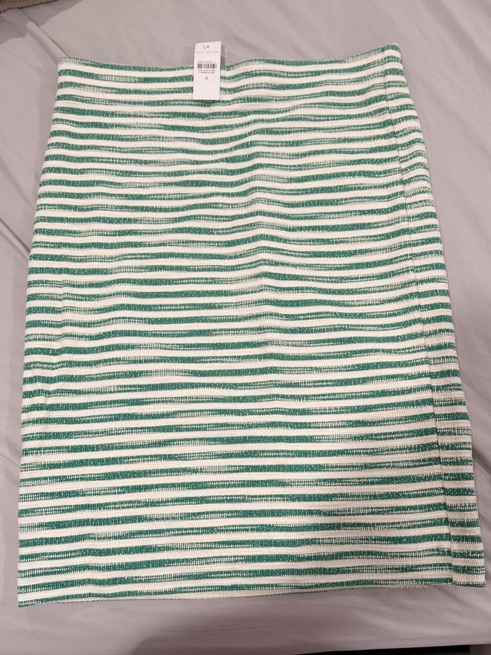 Ann Taylor Striped Green and White Pencil Skirt